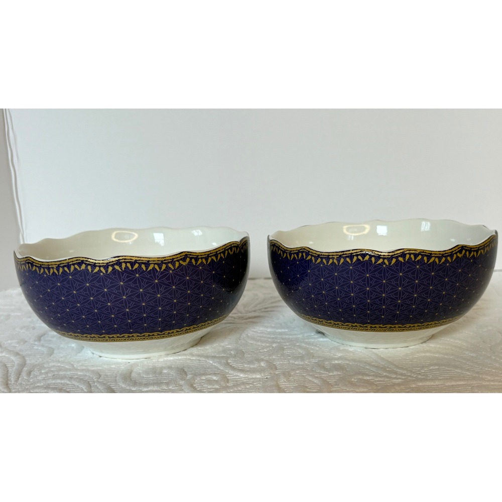 Robert Stanley Set of 2‎ Purple Ceramic Bowls Christmas Reindeer Carousel Design